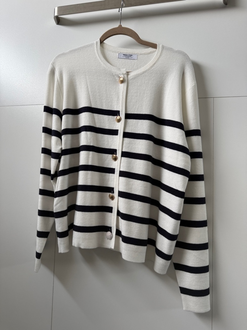 Jillian Harris Smash Tess Striped Crewneck Cardigan Sweater from the Jilly box